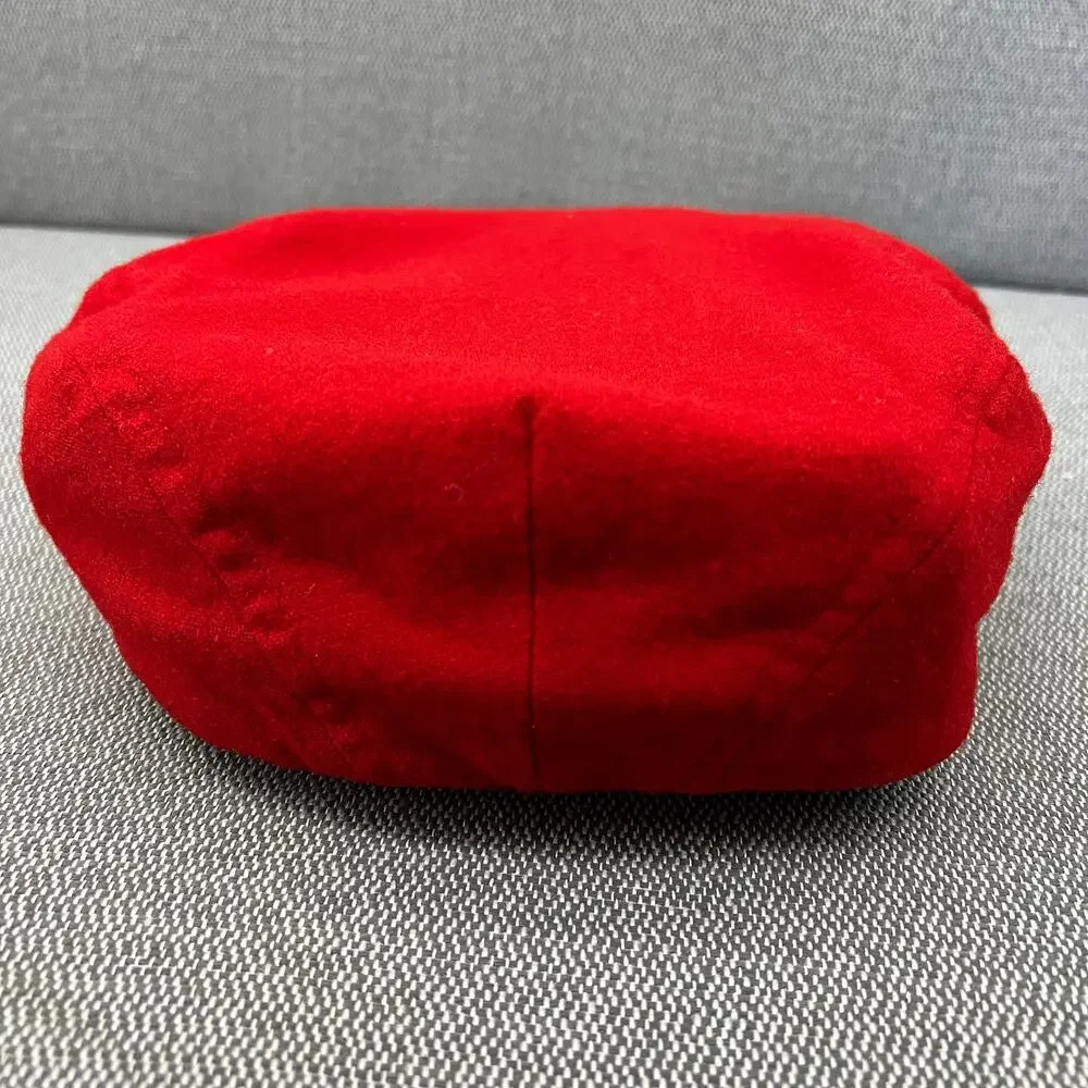 Vintage Pendleton Red 100% Wool Newsboy Cabbie Cap Hat One Size Made In USA